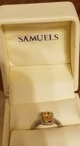 Samuels white gold citrine stone diamond accent
